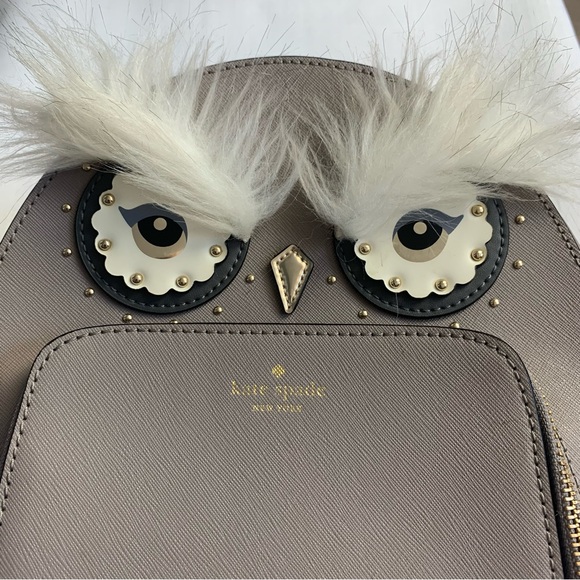 Kate Spade ♠️ Star Bright Owl Tomi Backpack, Gray Leather EUC NLA- Hard to find - Picture 10 of 11